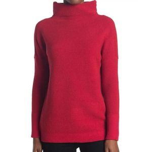 RDI Cozy Mock Neck Pullover Sweater NEW Ribbed Knit Red Size Large